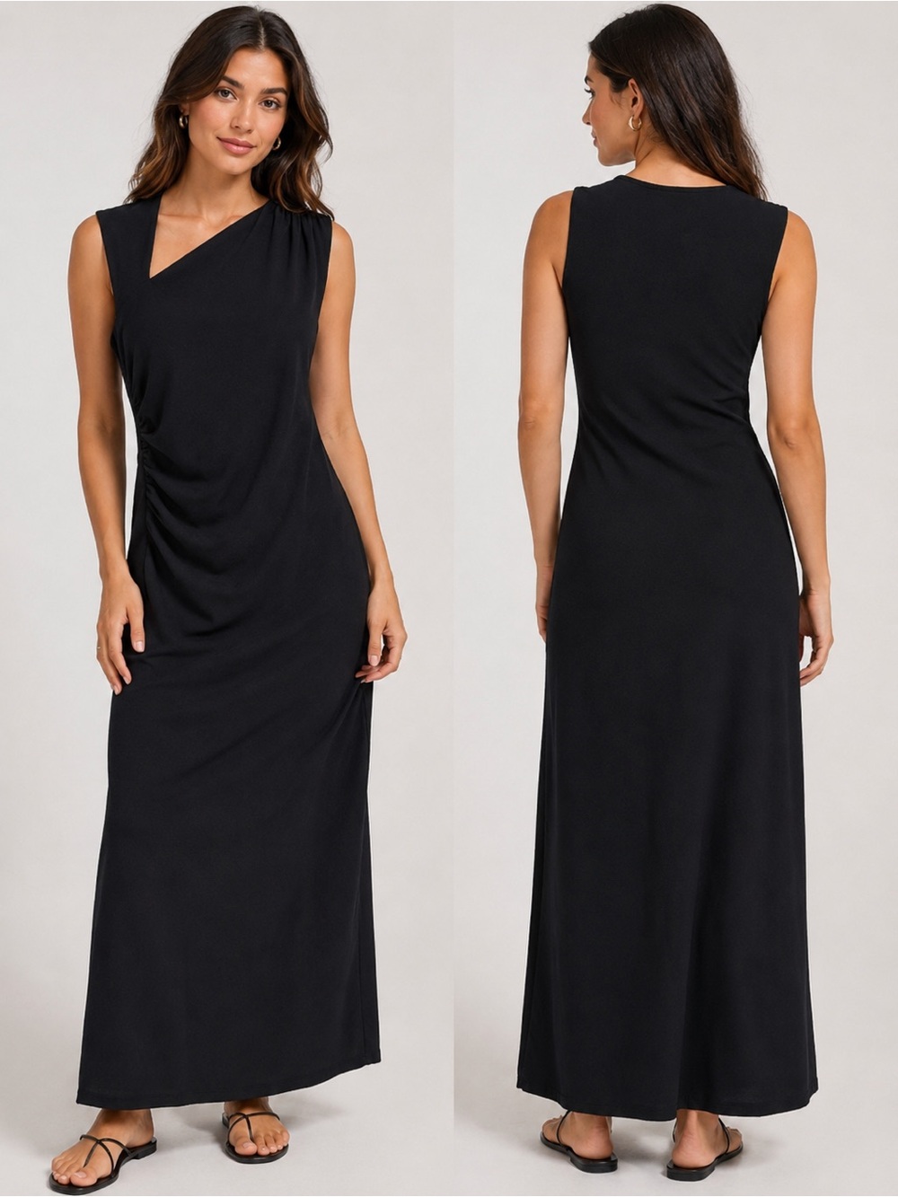 Reformation Black One Shoulder Ruched Maxi Dress Size Large Sustainable Bodycon - Picture 1 of 11